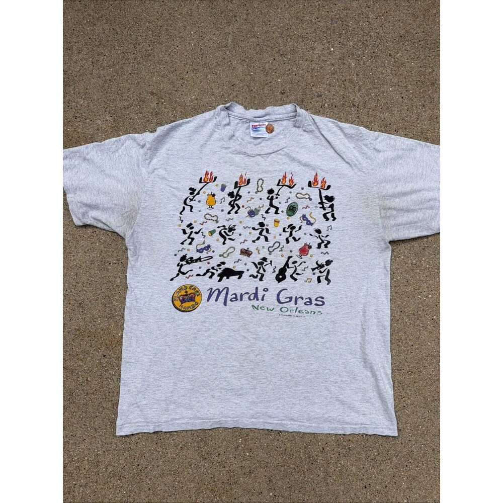 VTG Hanes Flambeaux Mambo New Orleans Marti Gras Large Single Stitch Shirt